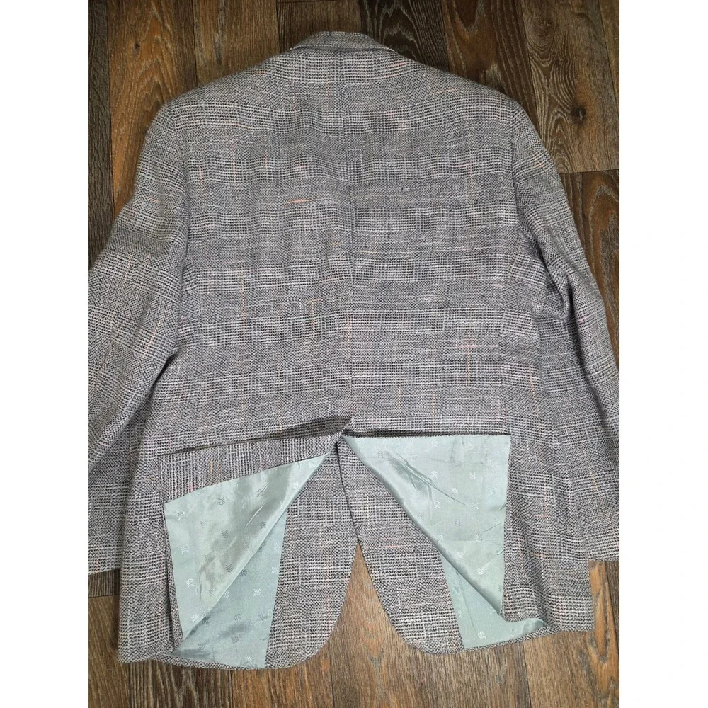 Austin Manor Mens Blue Glen Plaid Wool Blend 2 Button Blazer Sport Coat Jacket